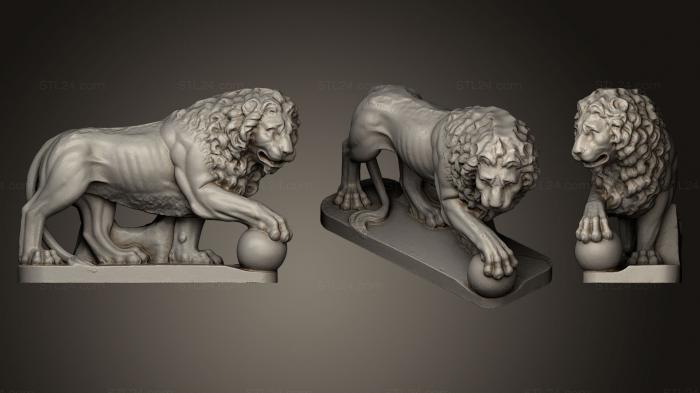 Статуэтки львы тигры сфинксы (Мраморный лев Медичи, STKL_0250) 3D модель для ЧПУ станка